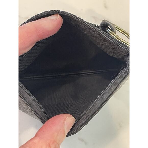 Rolfs Black Pebbled Leather Coin Purse Zip Wallet Key Ring Clutch Wristlet EUC - Picture 3 of 8